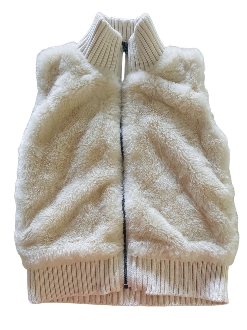GAP Kids Faux Fur Zip Vest - Cream small